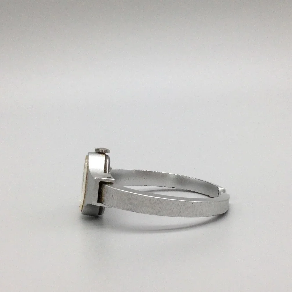 Vintage Timex Womens Watch 22mm Silver Tone Oval Dial Bangle Manual Wind